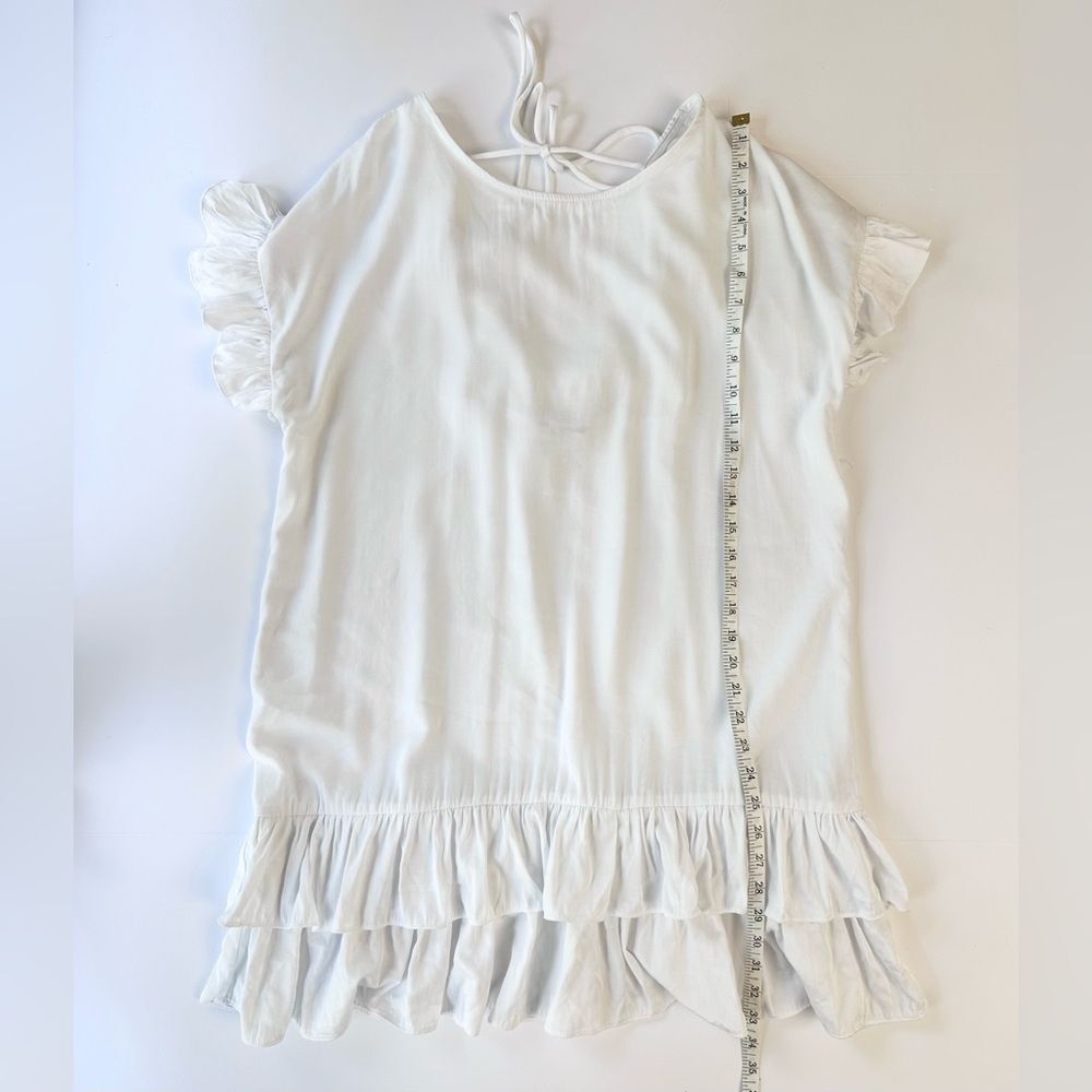 Mulla Open Back Fringe White Boho Ruffle Hem Dress Size S - Picture 9 of 11